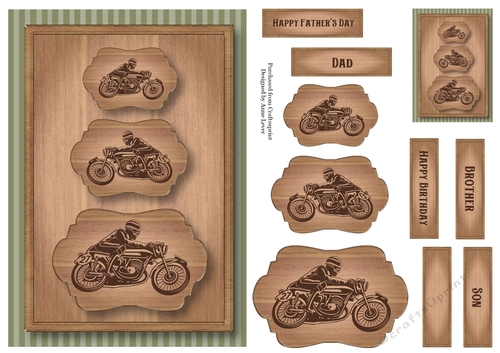 Wood Burning Trio - Vintage Racing Motorbike A5