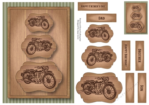 Wood Burning Trio - Classic Motorbike A5