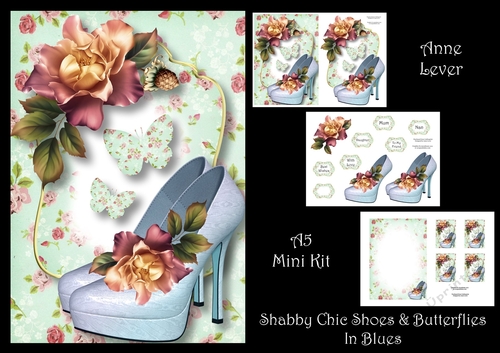 Shabby Chic Shoes & Butterflies In Blues