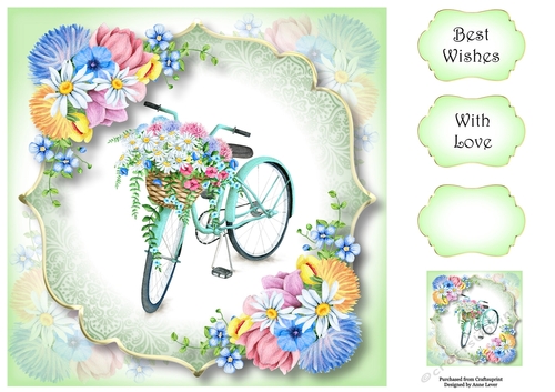 Gorgeous Floral Bicycle - Spring Flowers 8x8