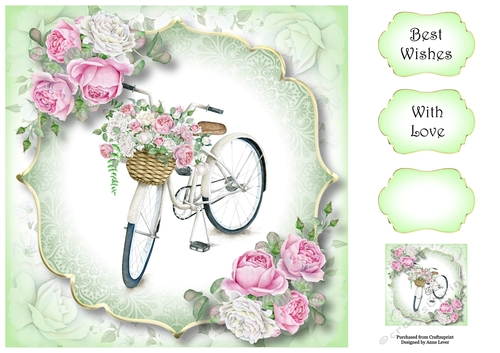 Gorgeous Floral Bicycle - Roses 8x8