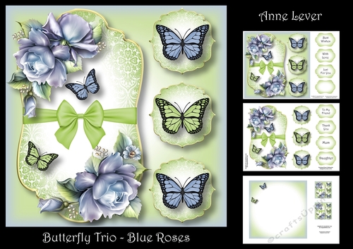 Butterfly Trio - Blue Roses