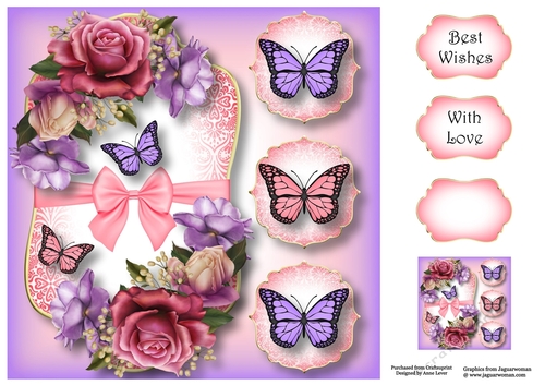 Butterfly Trio - Belle Roses 8x8