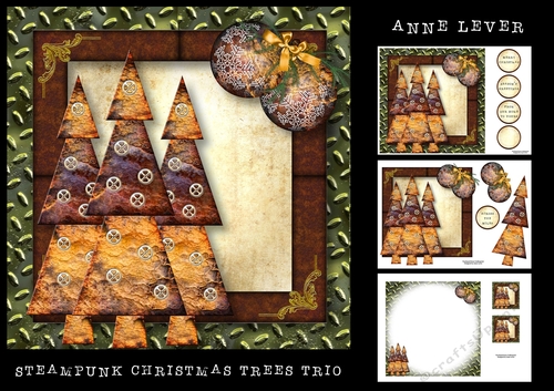 Steampunk Christmas Trees Trio