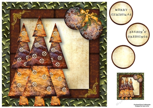 Steampunk Christmas Trees Trio 8x8