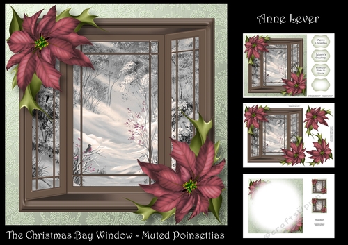 The Christmas Bay Window - Muted Poinsettias