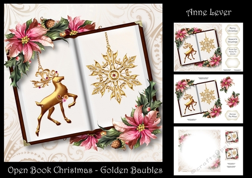 Open Book Christmas - Golden Baubles
