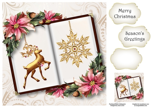 Open Book Christmas - Golden Baubles 8x8