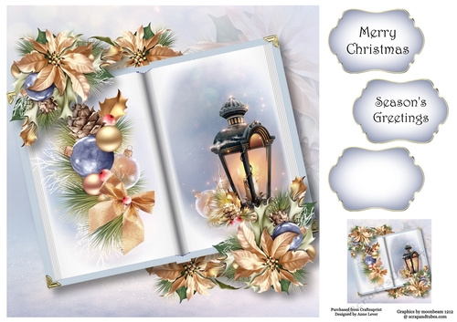 Open Book Christmas - Vintage Lantern 8x8