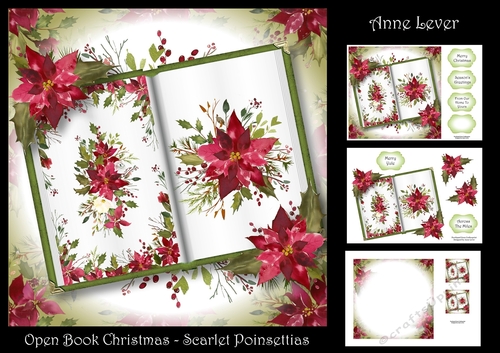 Open Book Christmas - Scarlet Poinsettias