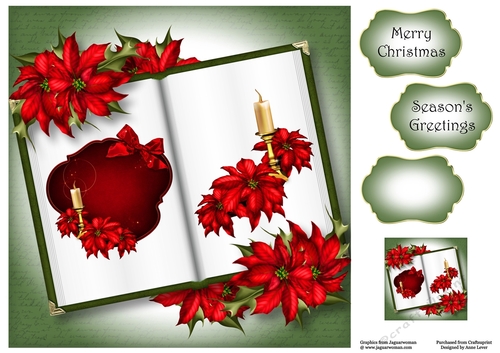 Open Book Christmas - Red Candle 8x8