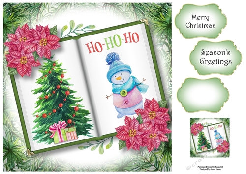 Open Book Christmas - Jolly Snowman 8x8