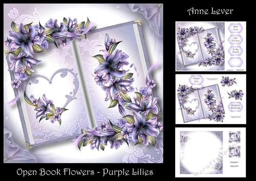 Open Book Flowers - Purple Lilies