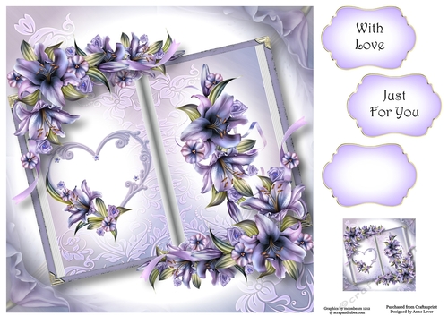 Open Book Flowers - Purple Lilies 8x8