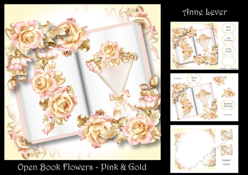 Open Book Flowers - Pink & Gold