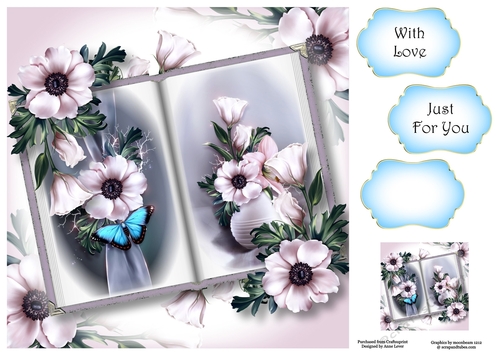 Open Book Flowers - White Anemone 8x8