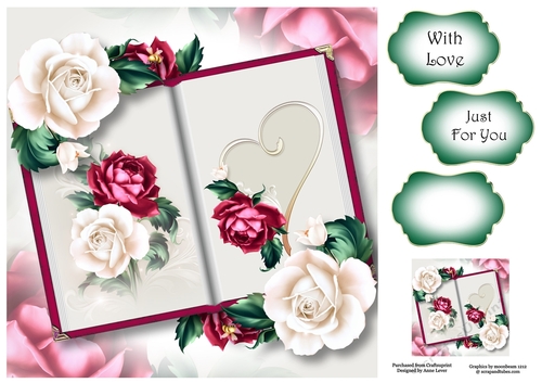 Open Book Flowers - Valentine Roses 8x8