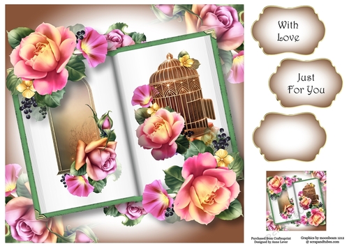 Open Book Flowers - Open Birdcage 8x8