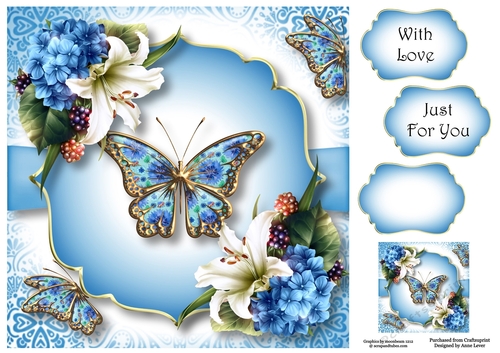 Beautiful Butterfly - Hydrangea & Lily 8x8