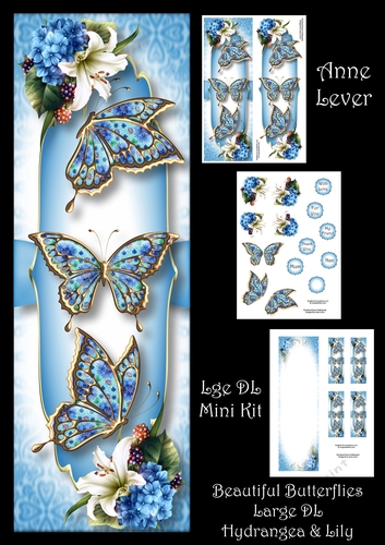 Beautiful Butterflies Lge DL - Hydrangea & Lily