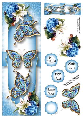 Beautiful Butterflies - Hydrangea & Lily Lge DL