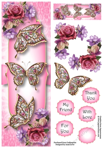 Beautiful Butterflies - Belle Epoque Roses Lge DL