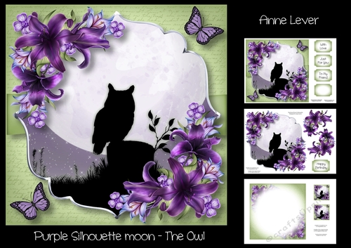 Purple Silhouette Moon - The Owl
