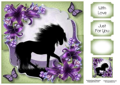 Purple Silhouette Moon - The Stallion 8x8