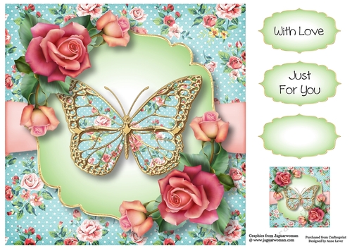 Floral Butterfly - Downton Roses 8x8