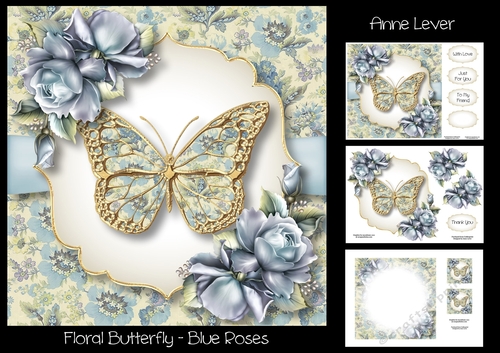 Floral Butterfly - Blue Roses