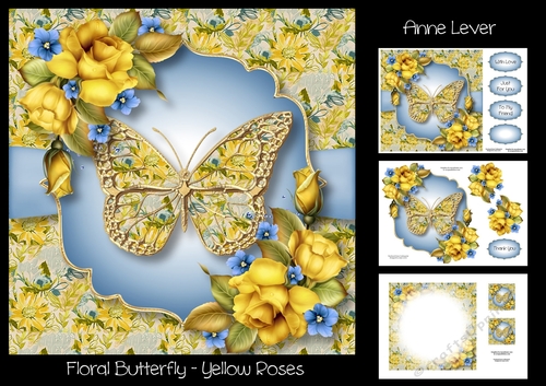 Floral Butterfly - Yellow Roses