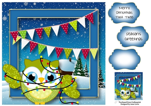 Christmas Owl - Tangled Lights 8x8