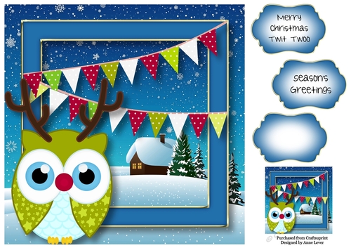 Christmas Owl - Rudolf 8x8