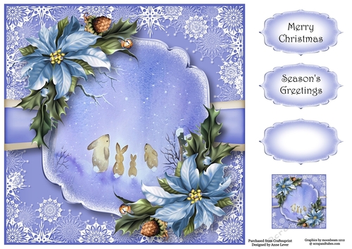 Snowflakes Border - Bunnies In The Snow 8x8
