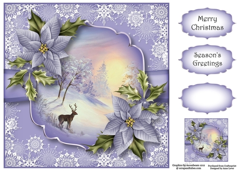 Snowflakes Border - Deer In The Snow 8x8