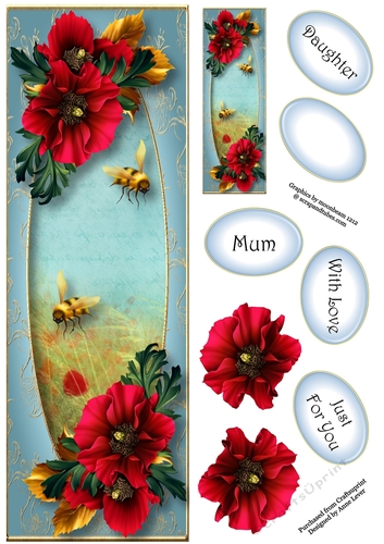 Lge DL Poppies & Bees