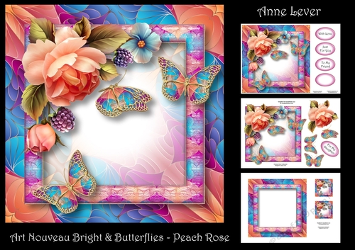 Art Nouveau Bright & Butterflies - Peach Rose