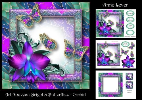 Art Nouveau Bright & Butterflies - Orchids