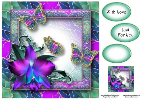 Art Nouveau Bright & Butterflies - Orchids 8x8