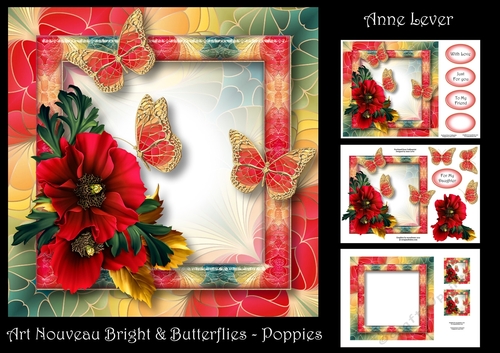 Art Nouveau Bright & Butterflies - Poppies