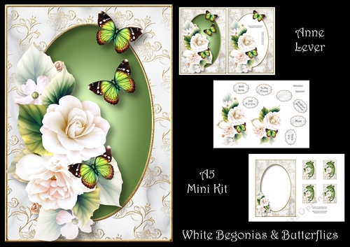 White Begonias & Butterflies