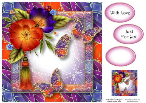 Art Nouveau Bright & Butterflies - Wild Roses 8x8