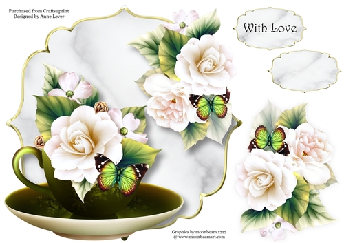 White Begonias - Teacup & Saucer
