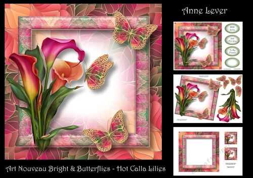 Art Nouveau Bright & Butterflies - Hot Calla Lilies