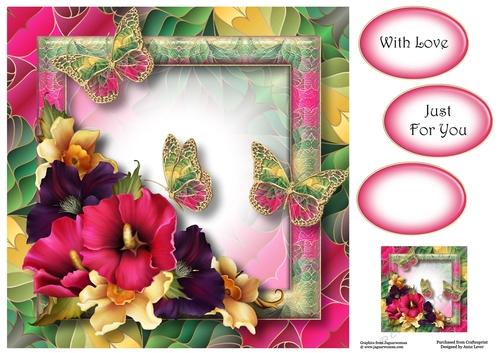 Art Nouveau Bright & Butterflies - Summer Bouquet 8x8