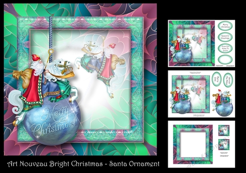 Art Nouveau Bright Christmas - Santa Ornament