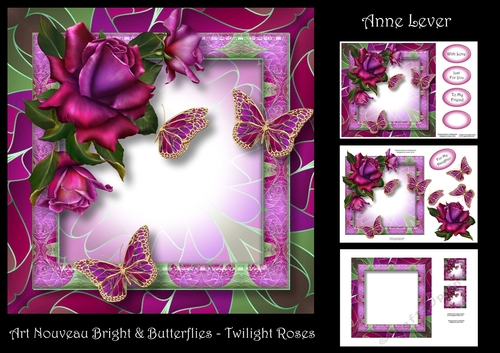 Art Nouveau Bright & Butterflies - Twilight Roses