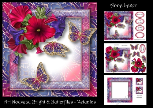 Art Nouveau Bright & Butterflies - Petunias