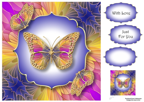 Art Nouveau Butterflies 2 8x8