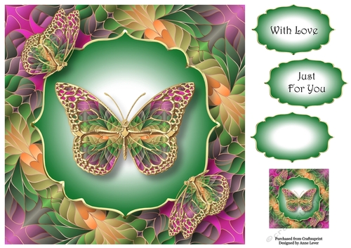 Art Nouveau Butterflies 1 8x8
